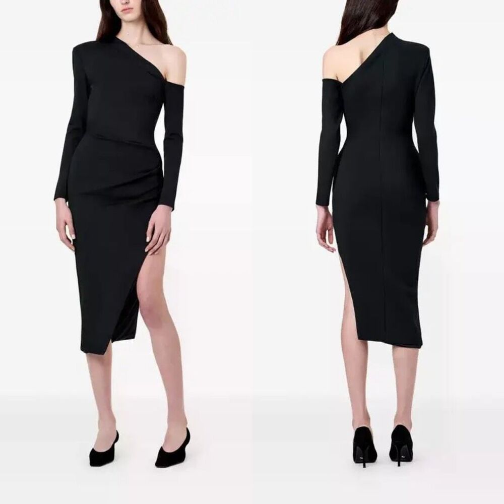 NICHOLAS Shiloh Asymmetric Cold-Shoulder Midi-Dress Size US 2 $495